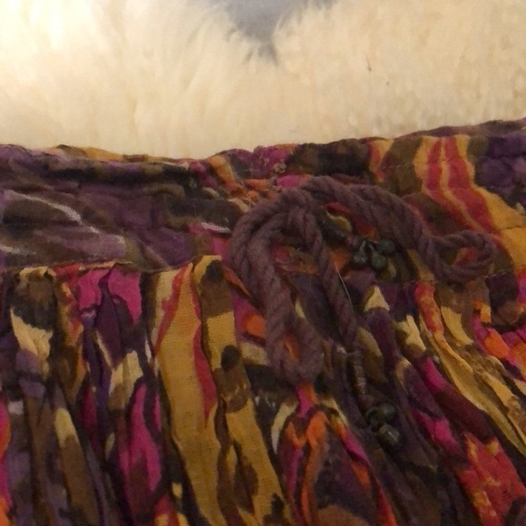 Multi color long drawstring waist skirt - Picture 2 of 7